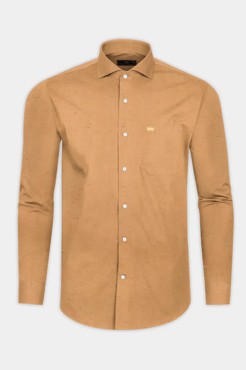 Camel Cream Chambray Giza Cotton Shirt 4