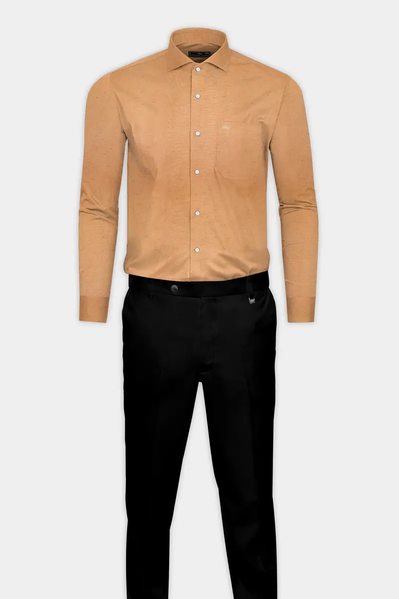 Camel Cream Chambray Giza Cotton Shirt 6