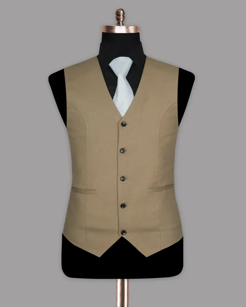 Camel Flannel Premium Cotton Waistcoat 2