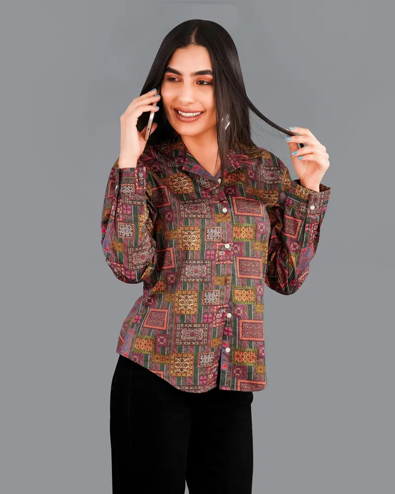 Camelot Pink Banjara Patchwork Printed Premium Cotton Shirt 2