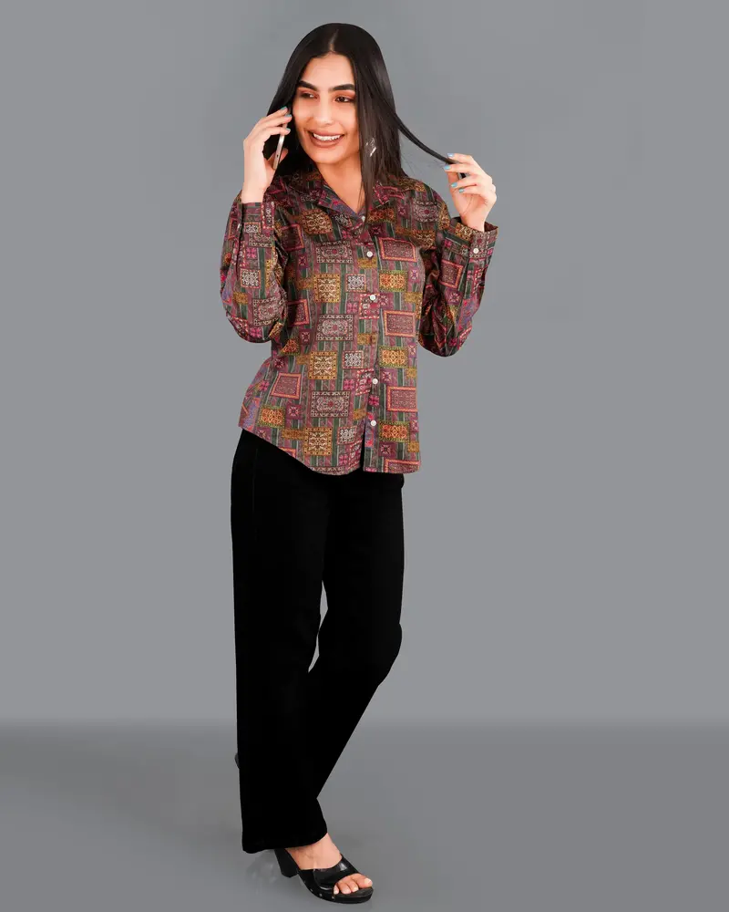 Camelot Pink Banjara Patchwork Printed Premium Cotton Shirt 4