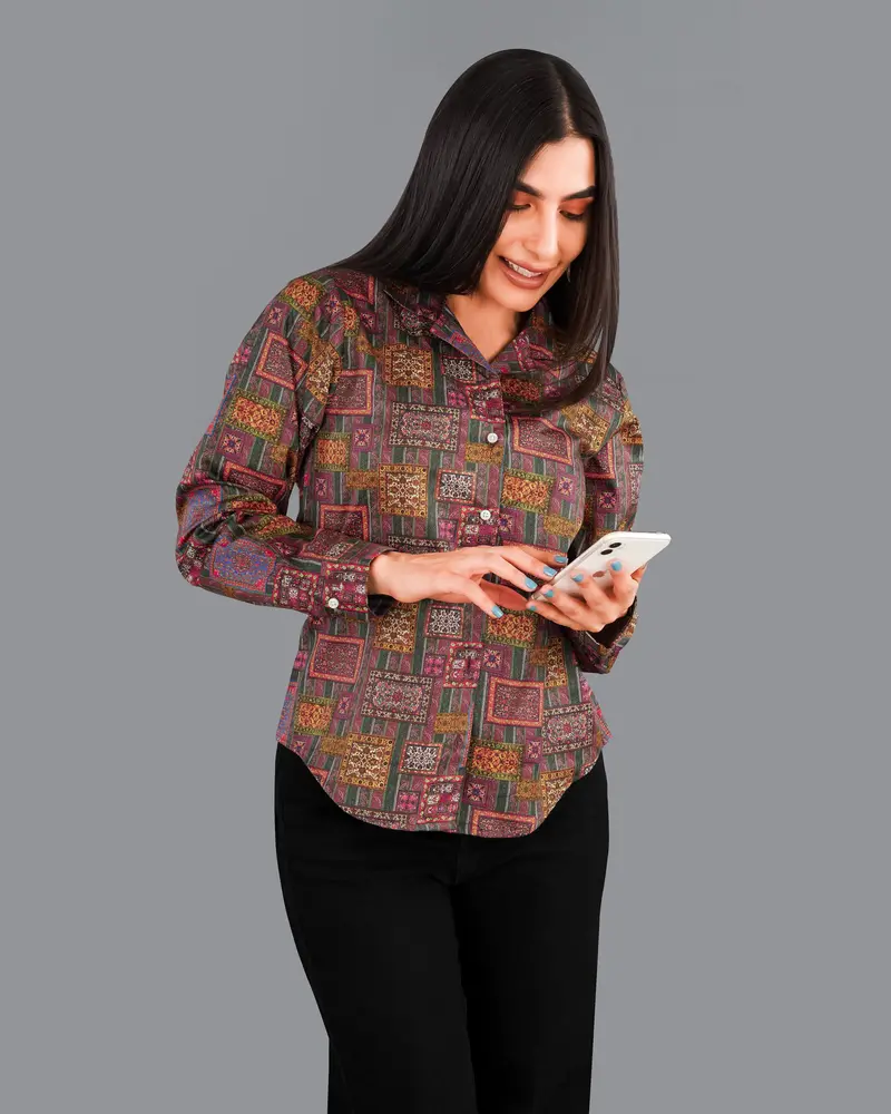 Camelot Pink Banjara Patchwork Printed Premium Cotton Shirt 5