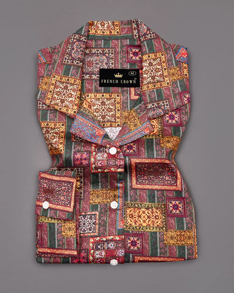Camelot Pink Banjara Patchwork Printed Premium Cotton Shirt 6