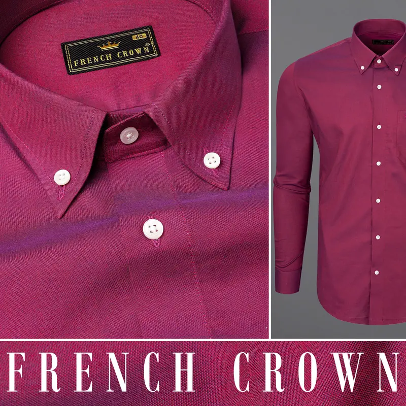 Camelot Pink Chambray Dobby Textured Premium Giza Cotton Shirt 10