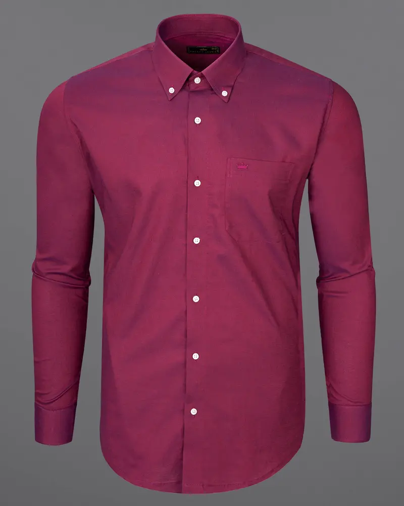 Camelot Pink Chambray Dobby Textured Premium Giza Cotton Shirt 5