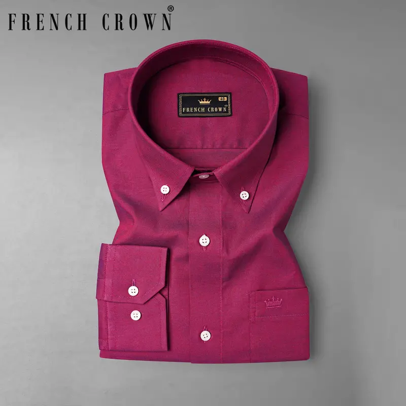 Camelot Pink Chambray Dobby Textured Premium Giza Cotton Shirt 7
