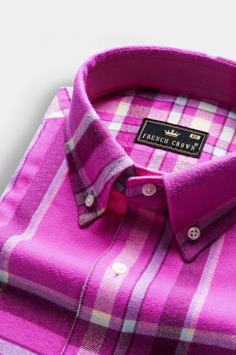 Camelot Pink Plaid Flannel Cotton Shirt 1