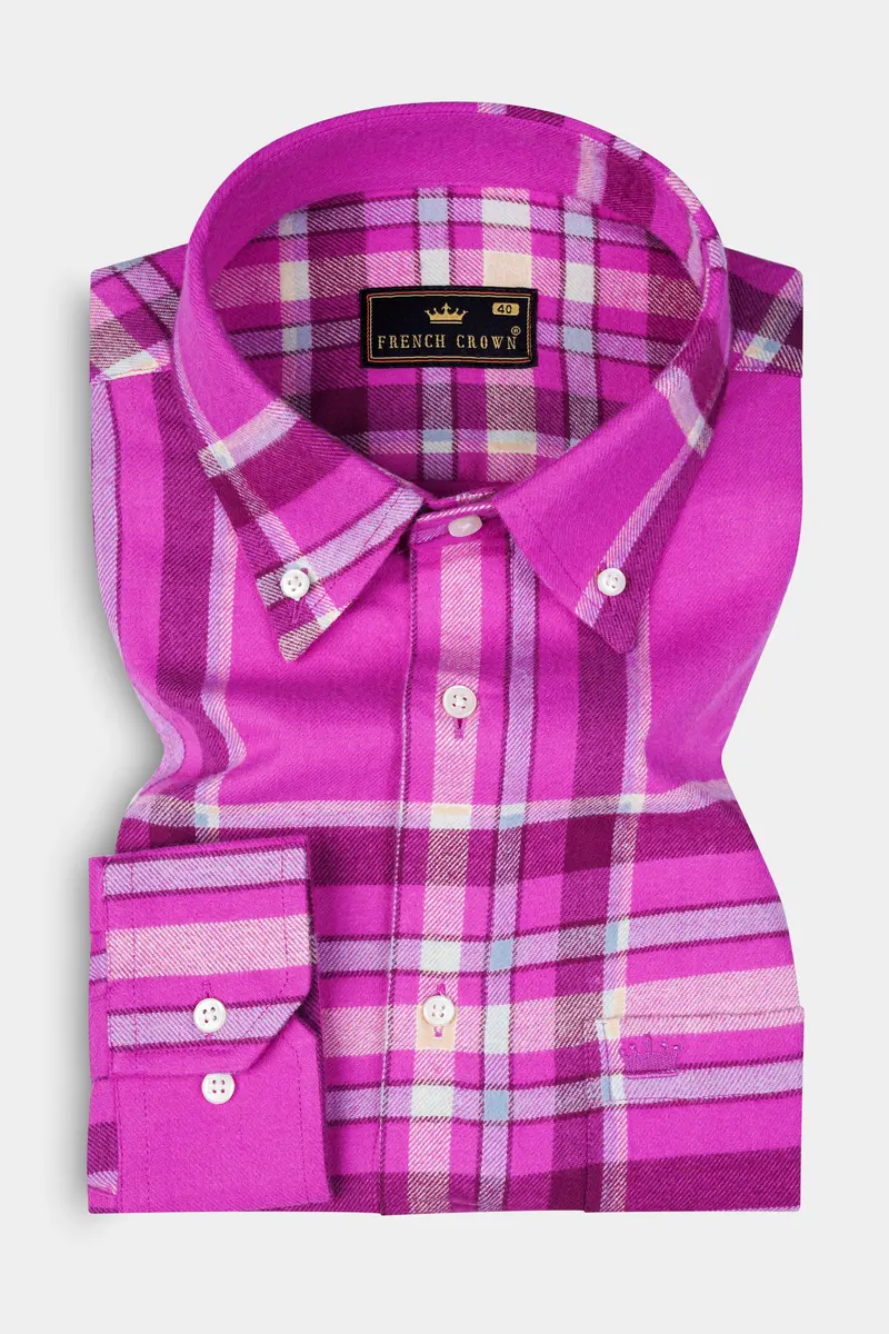 Camelot Pink Plaid Flannel Cotton Shirt 3