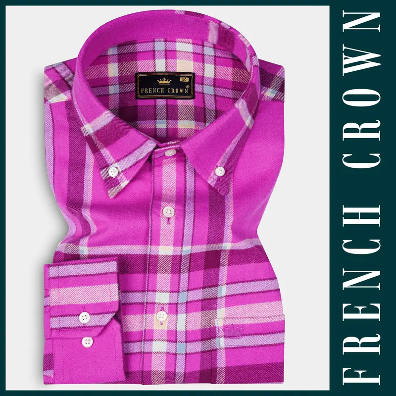 Camelot Pink Plaid Flannel Cotton Shirt 6