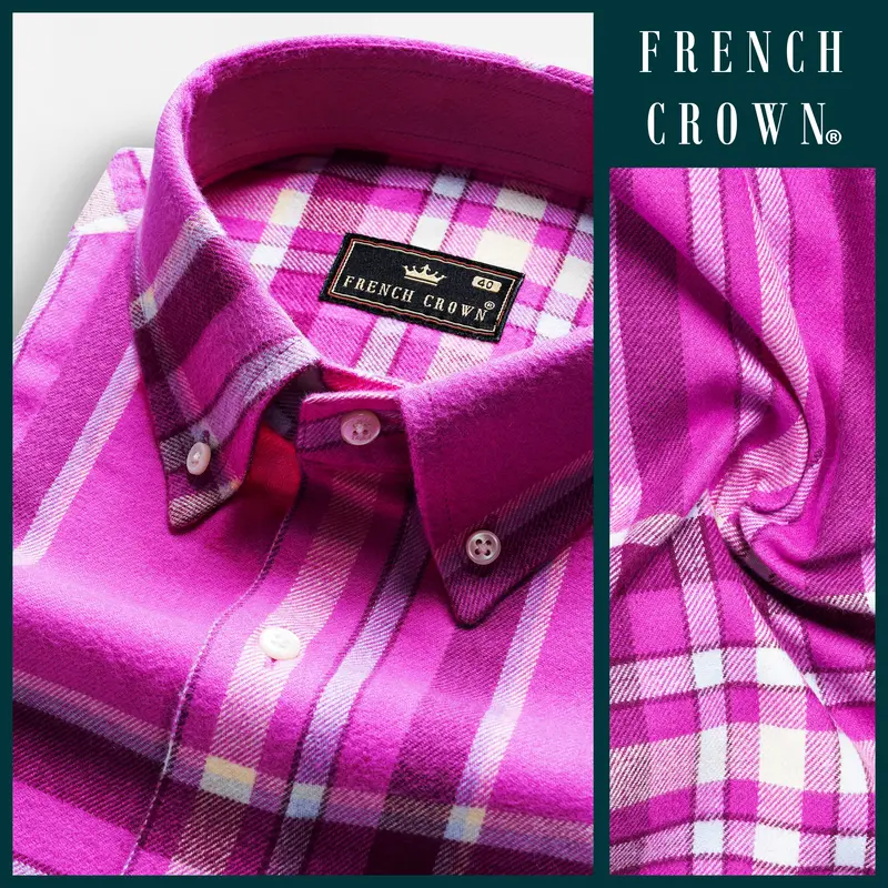 Camelot Pink Plaid Flannel Cotton Shirt 9