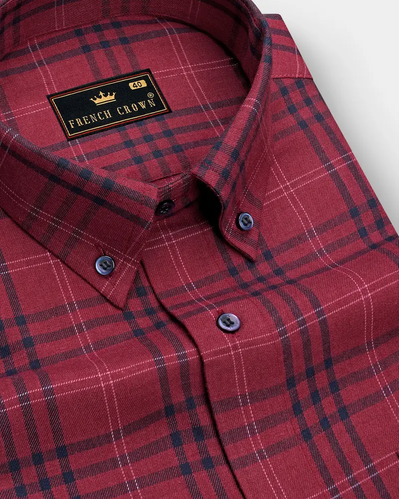 Camelot Red Plaid Twill Premium Cotton Shirt 1