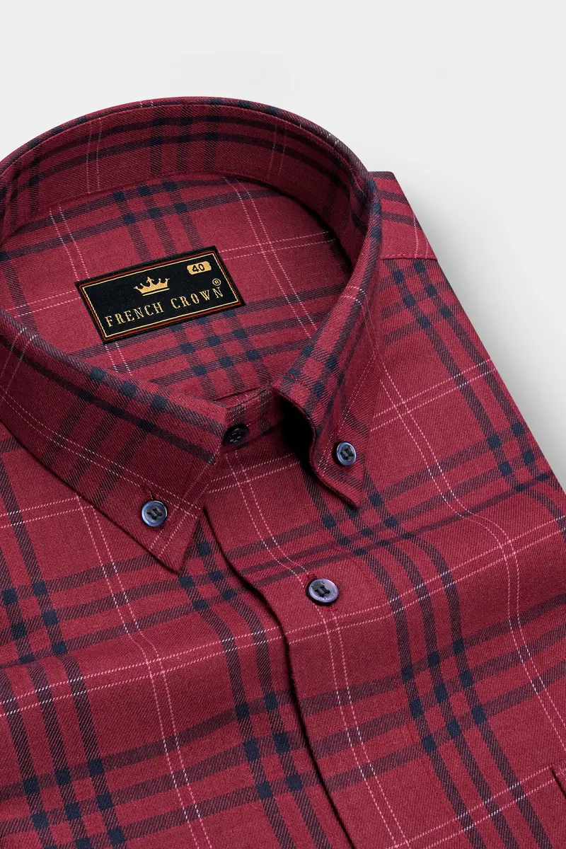 Camelot Red Plaid Twill Premium Cotton Shirt 2