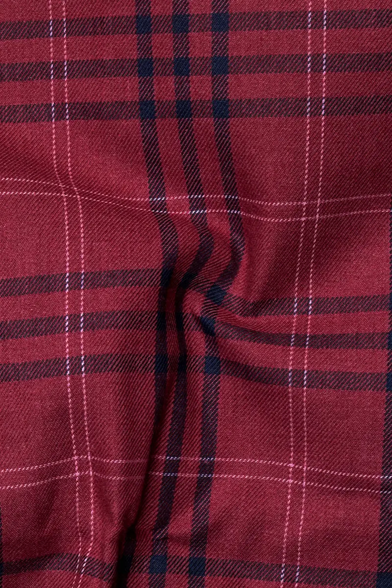 Camelot Red Plaid Twill Premium Cotton Shirt 3