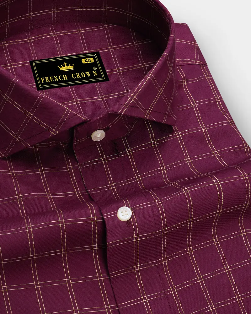 Camelot Wine Checkered Twill Premium Cotton Shirt 1