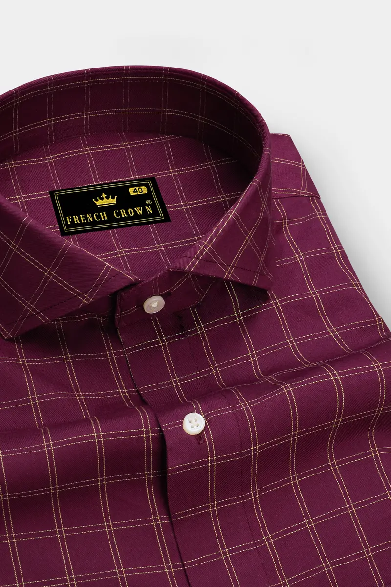Camelot Wine Checkered Twill Premium Cotton Shirt 2