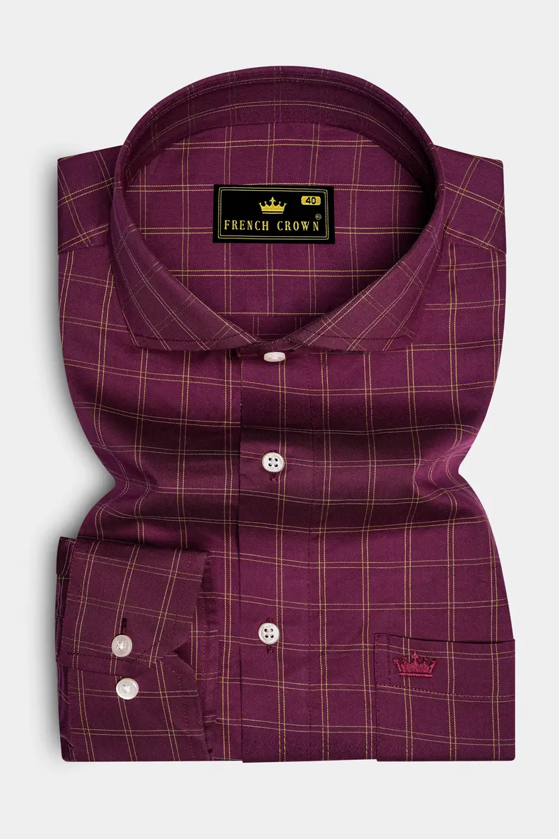 Camelot Wine Checkered Twill Premium Cotton Shirt 4