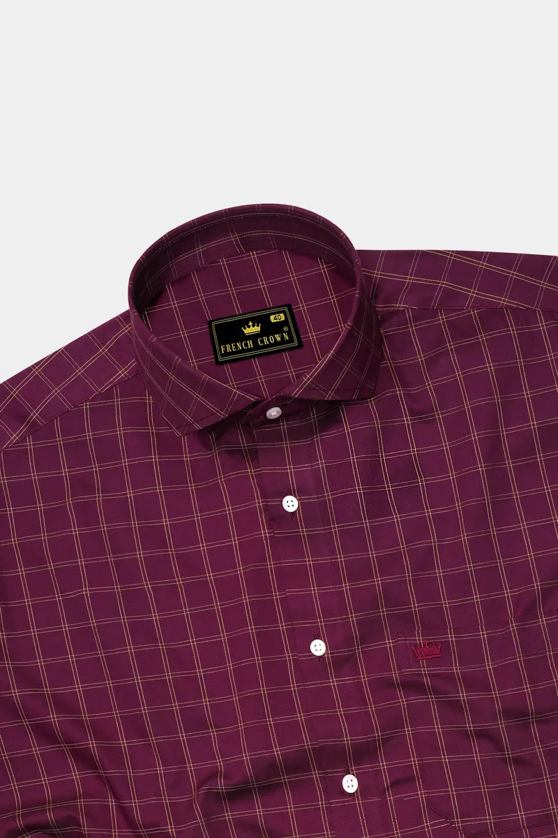 Camelot Wine Checkered Twill Premium Cotton Shirt 5