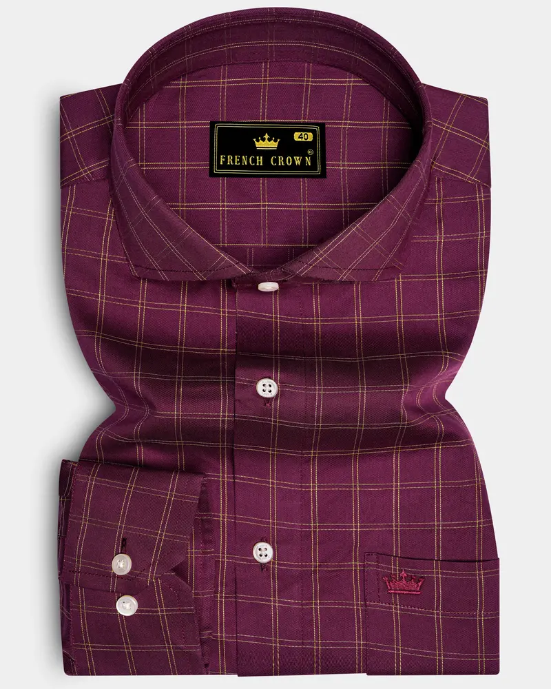Camelot Wine Checkered Twill Premium Cotton Shirt 6