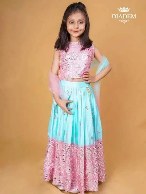 Cameo Pink Lehenga Embellished In Sequins And Threads Design With Dupatta 1