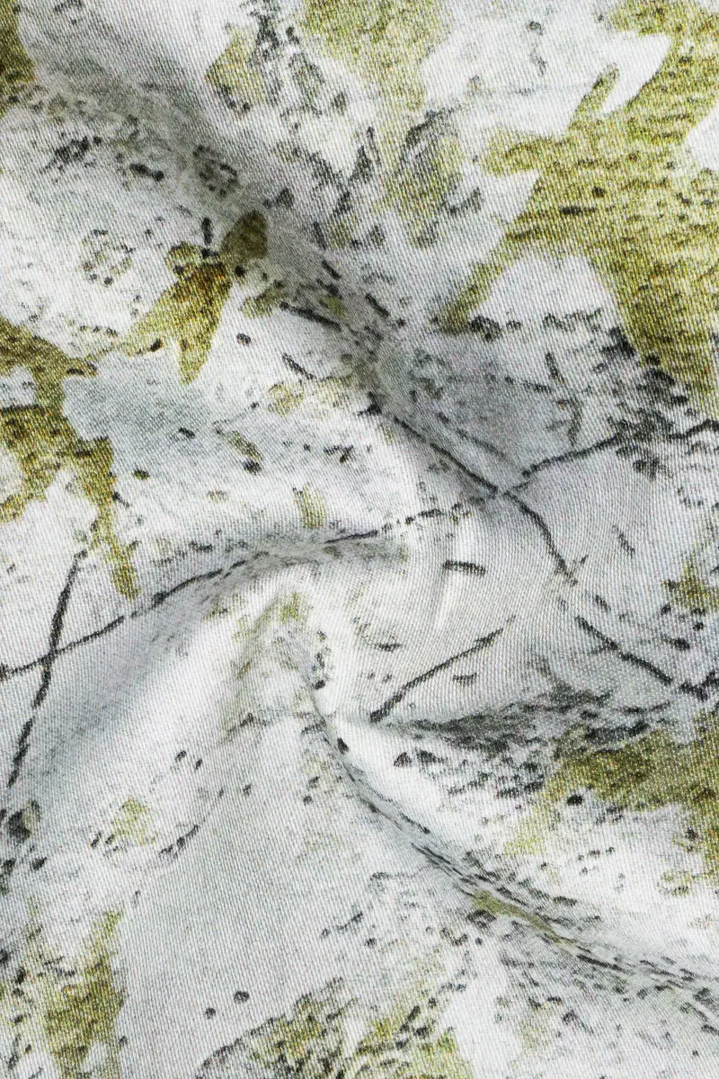 Camivor-Bright White With Camo Green Moss Marble Printed Subtle Sheen Super Soft Premium Cotton Casual Shirt 3