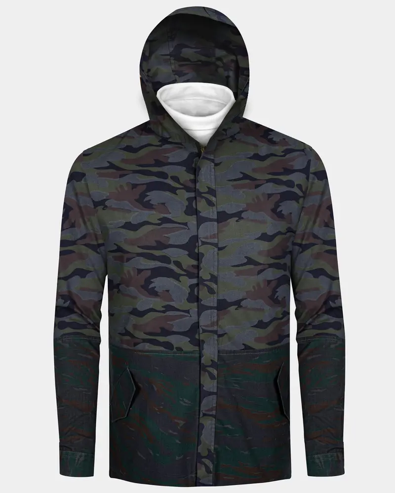 Camoir-Liver Gray And Lunar Green Camouflage Printed Heavyweight Designer Hoodie With Zipper Closure 1