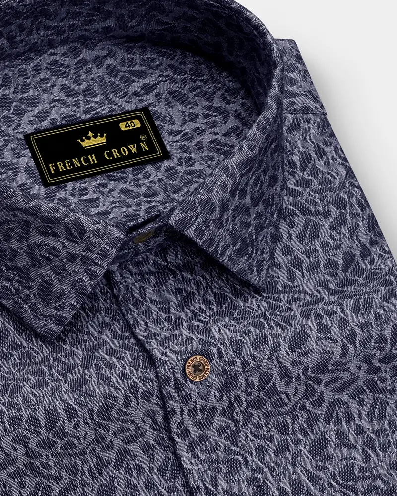 Camosyne-Phantom Denim Blue Abstract Camouflage Printed Super Soft Premium Cotton Casual Shirt 1