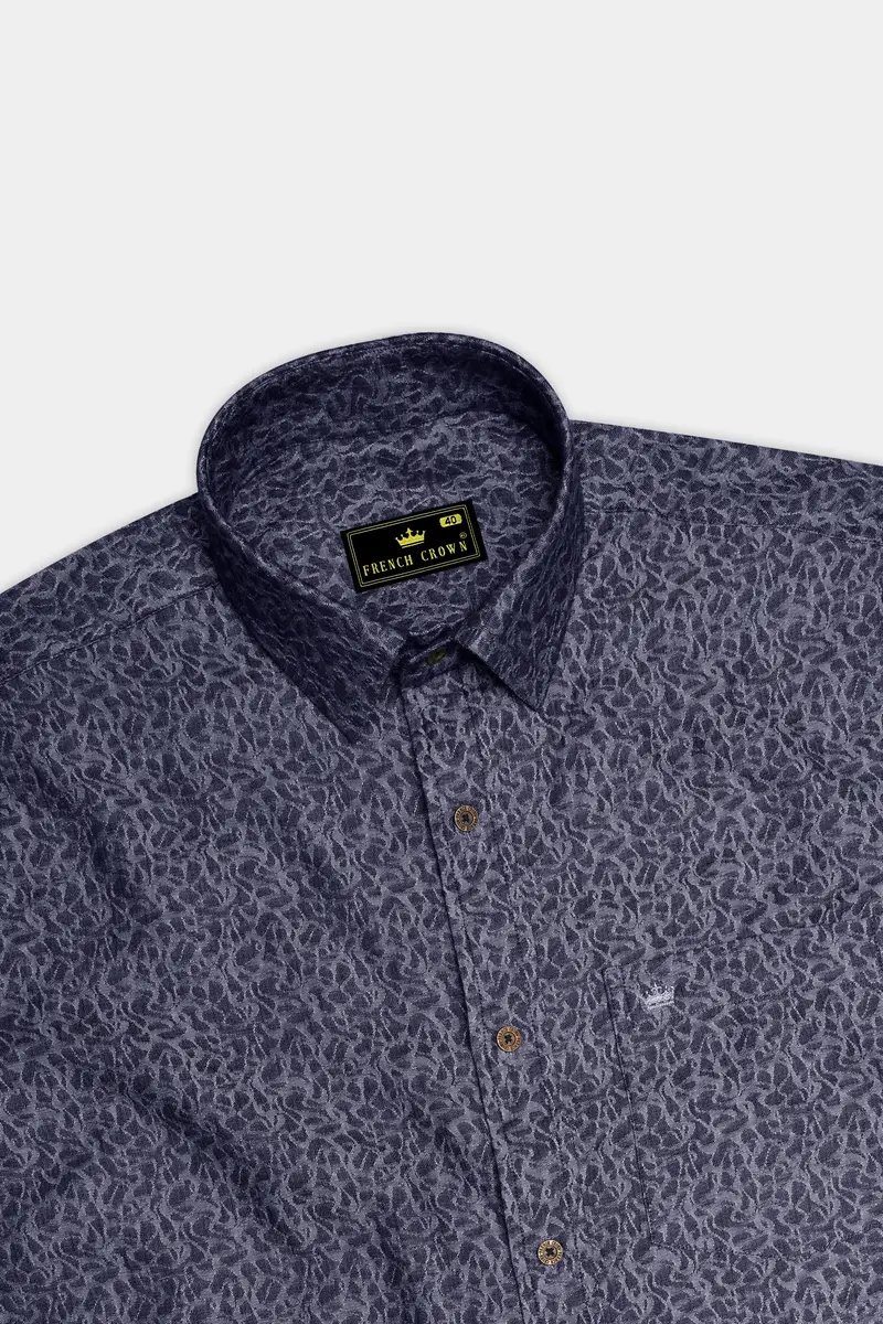 Camosyne-Phantom Denim Blue Abstract Camouflage Printed Super Soft Premium Cotton Casual Shirt 5