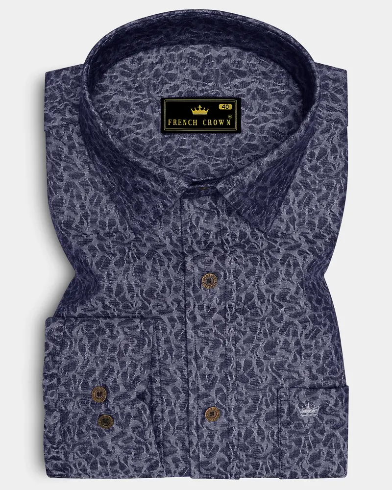 Camosyne-Phantom Denim Blue Abstract Camouflage Printed Super Soft Premium Cotton Casual Shirt 6