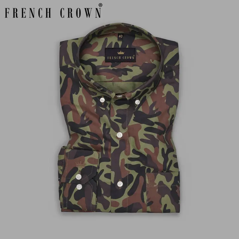 Camouflage Button-Down Premium Cotton Shirt 7