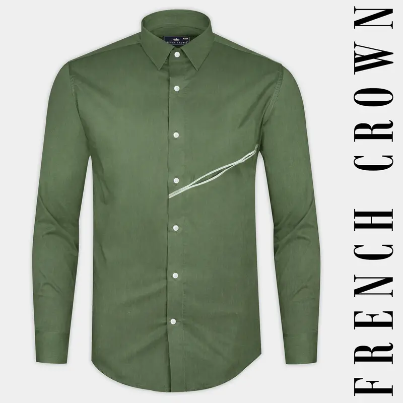 Camouflage Green Luxurious Linen Designer Shirt 1
