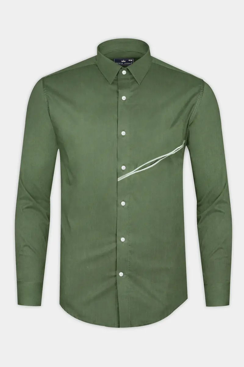 Camouflage Green Luxurious Linen Designer Shirt 2