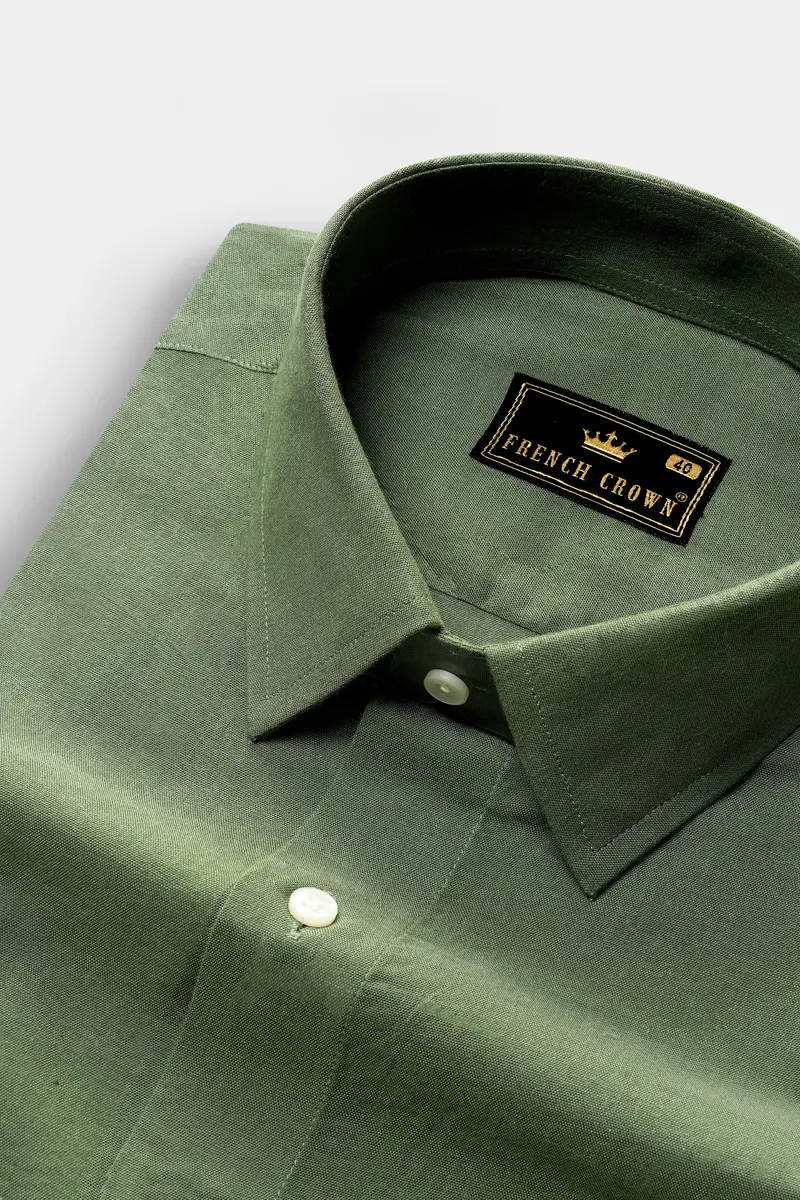 Camouflage Green Luxurious Linen Designer Shirt 4