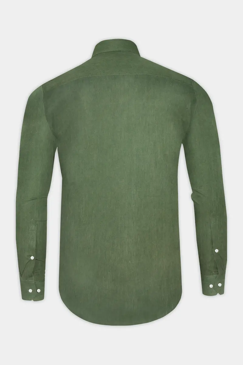 Camouflage Green Luxurious Linen Designer Shirt 6