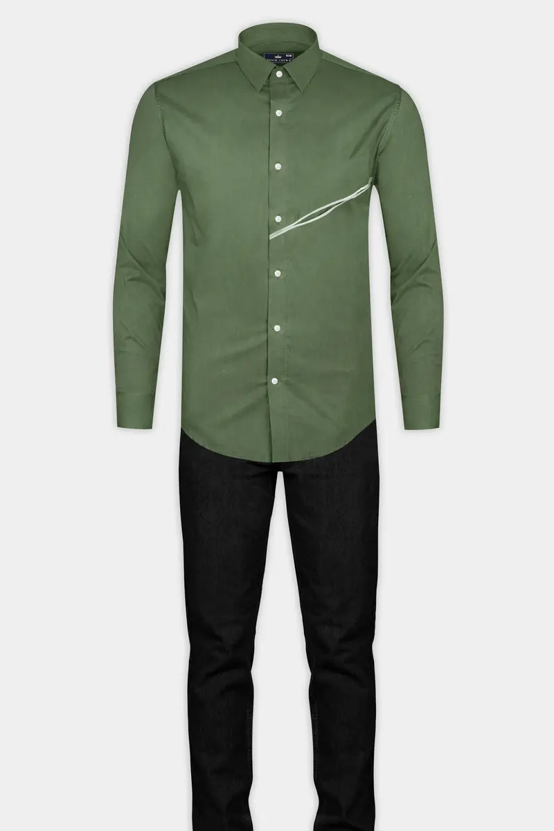 Camouflage Green Luxurious Linen Designer Shirt 7