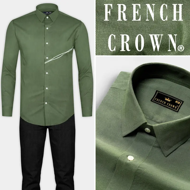Camouflage Green Luxurious Linen Designer Shirt 8