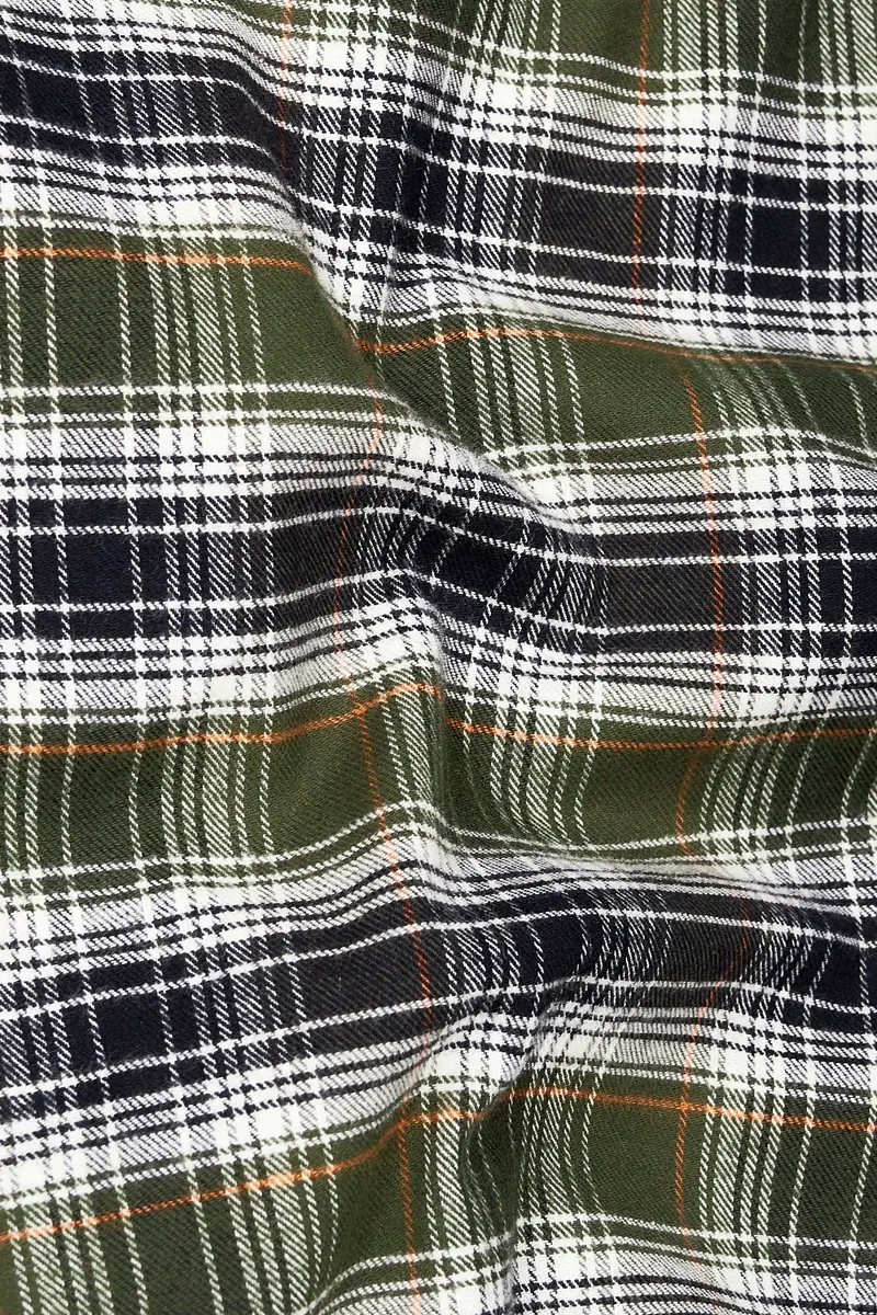 Camouflage Green With Zeus Black Plaid Flannel Shirt 2