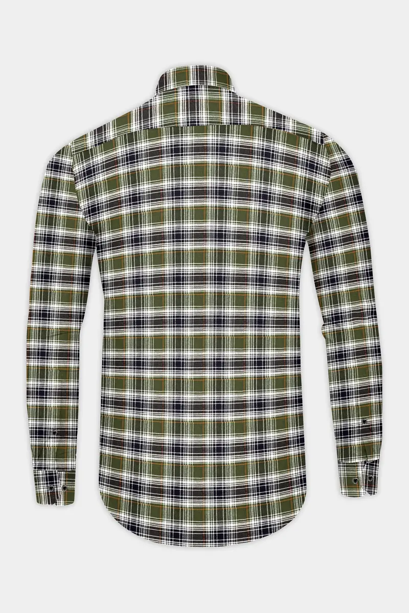 Camouflage Green With Zeus Black Plaid Flannel Shirt 5