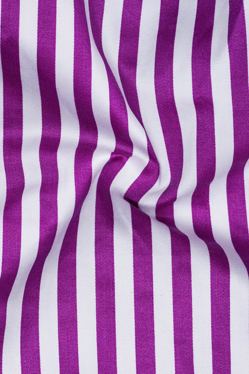 Candrosa-Fuchsia Purple And Bright White Candy Striped Super Soft Premium Cotton Dress Shirt 3