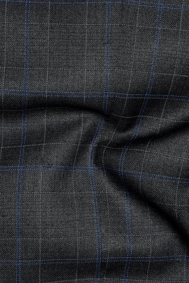 Cape Cod Gray Super Fine Checkered Double Breasted Wool Rich Blazer 3