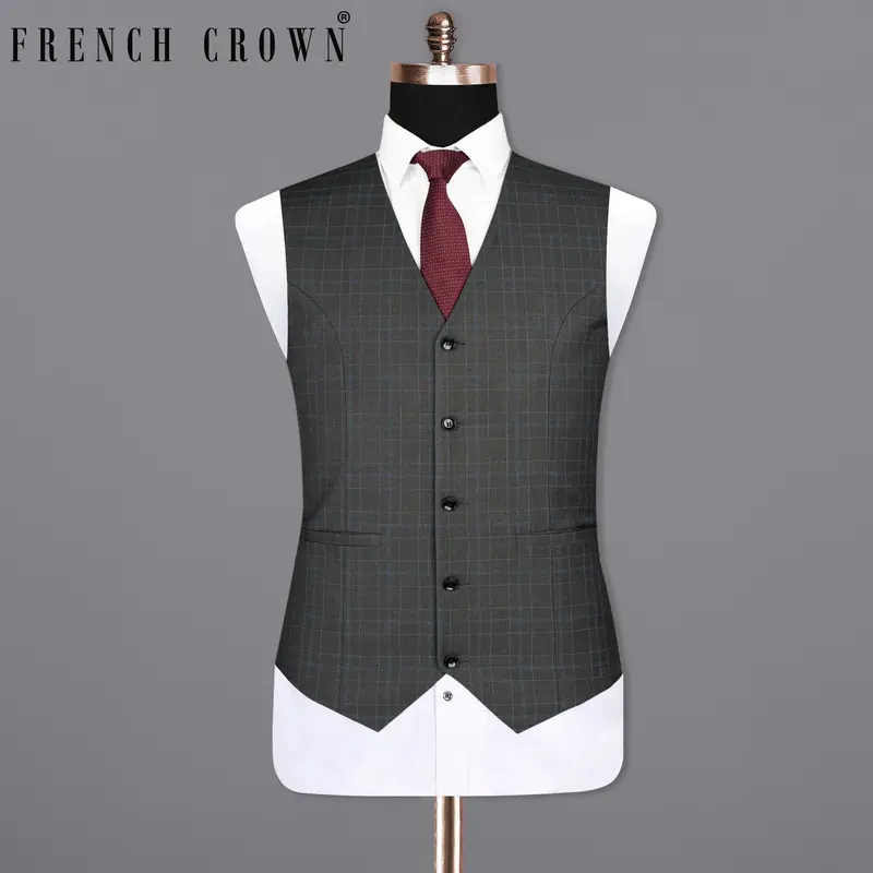 Cape Cod Gray Super Fine Checkered Wool Rich Waistcoat 1