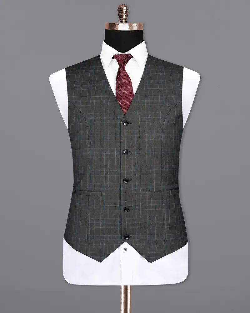 Cape Cod Gray Super Fine Checkered Wool Rich Waistcoat 2