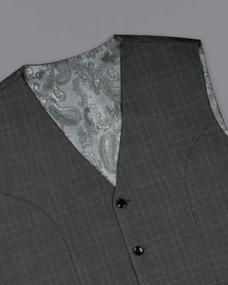 Cape Cod Gray Super Fine Checkered Wool Rich Waistcoat 4