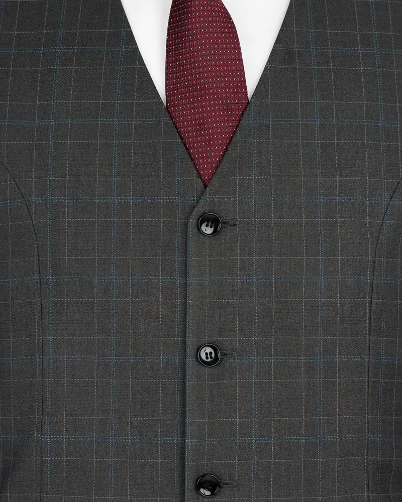 Cape Cod Gray Super Fine Checkered Wool Rich Waistcoat 5