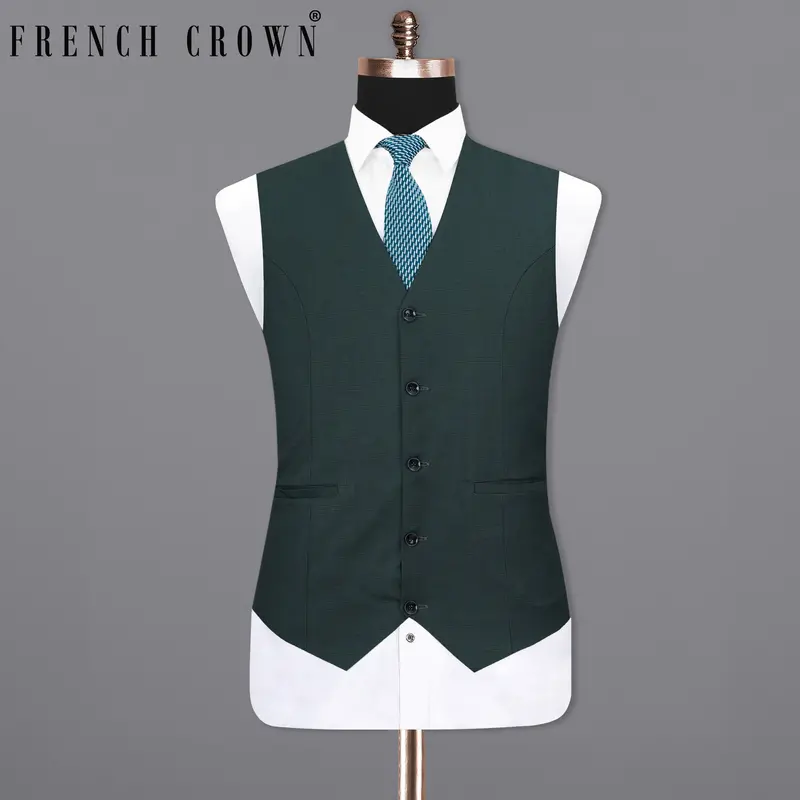Cape Cod Green Subtle Plaid Waistcoat 1