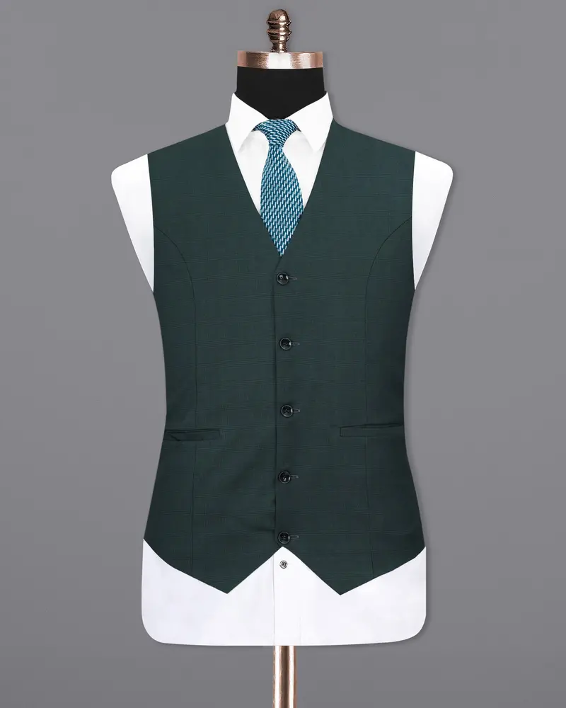 Cape Cod Green Subtle Plaid Waistcoat 2