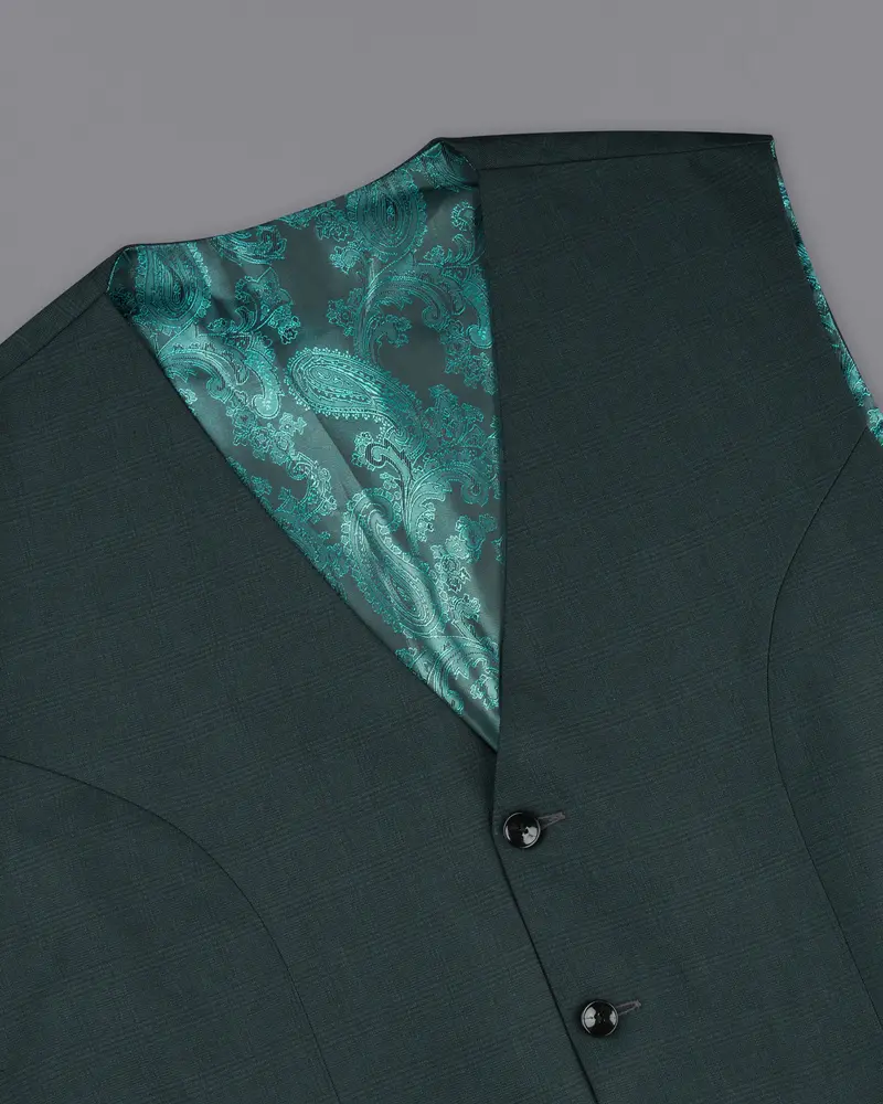 Cape Cod Green Subtle Plaid Waistcoat 4