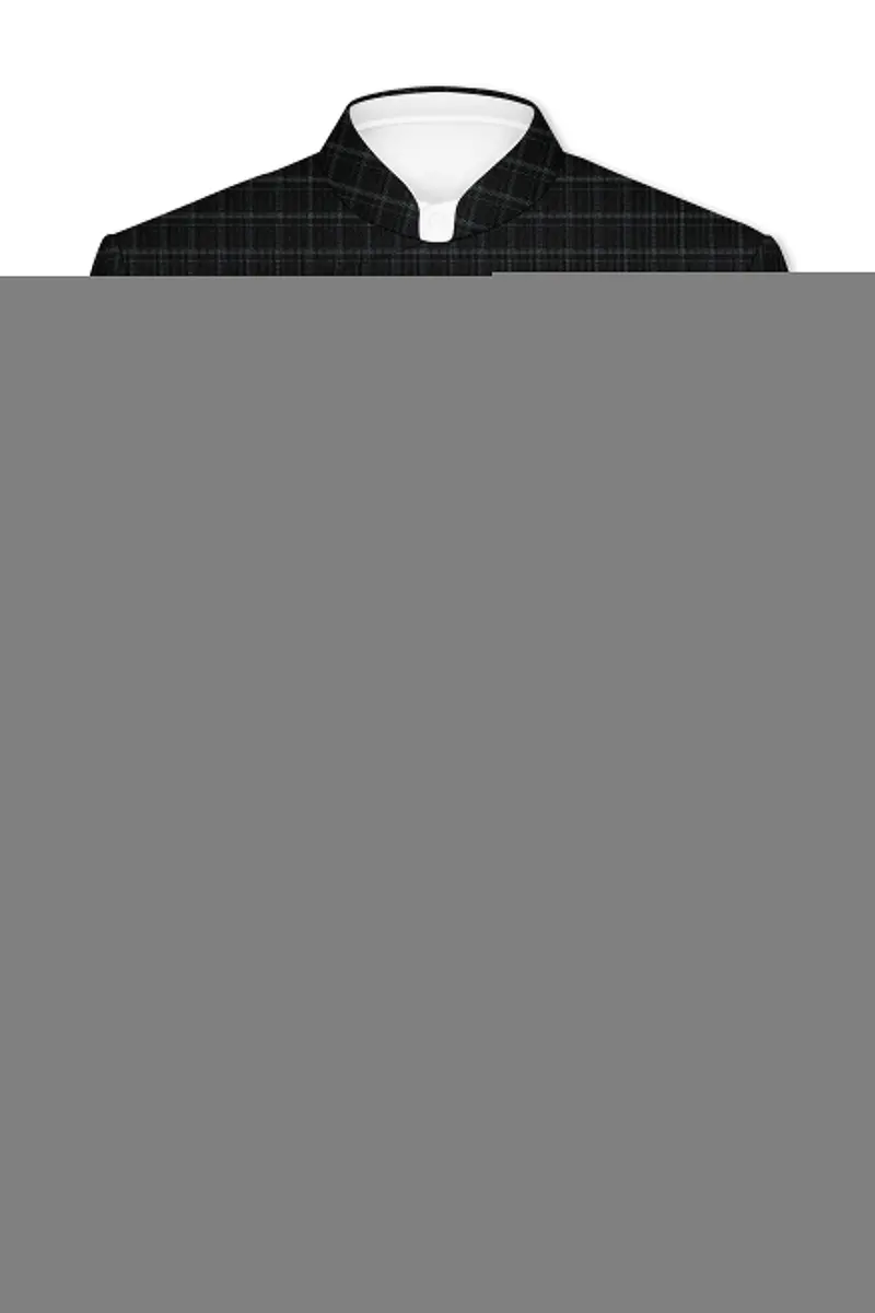 Cape God Gray Windowpane Cross Bandhgala Blazer 2