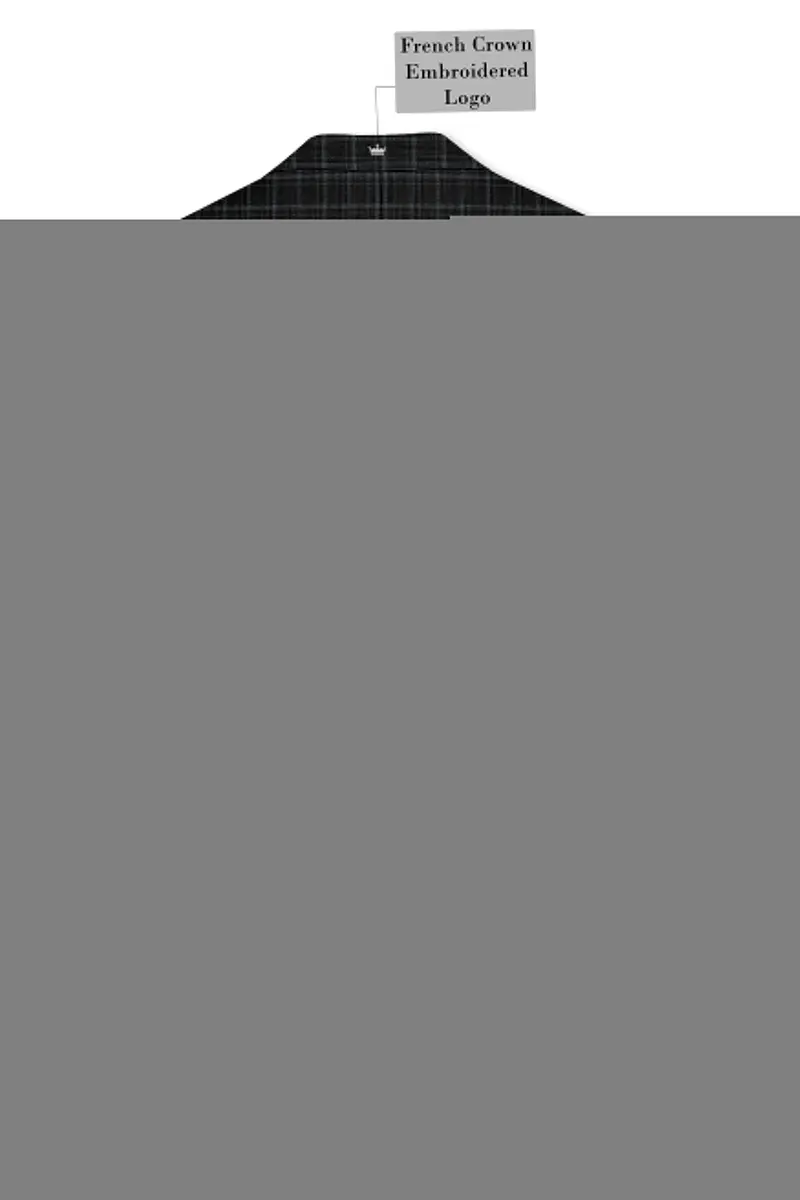 Cape God Gray Windowpane Cross Bandhgala Blazer 7