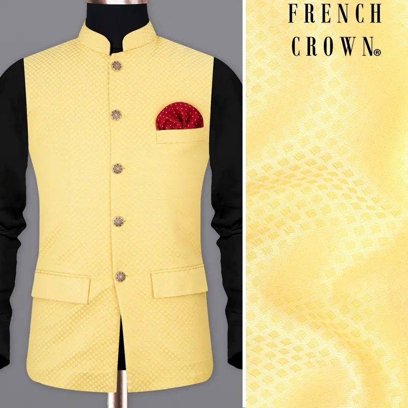 Cape Honey Textured Nehru Jacket 1
