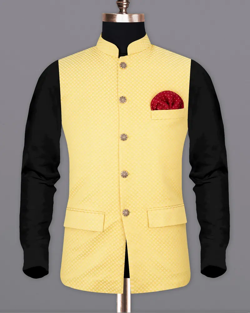Cape Honey Textured Nehru Jacket 2
